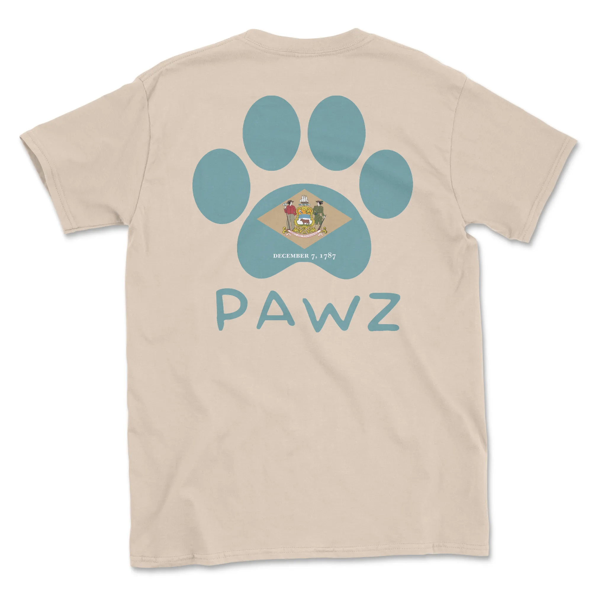 Delaware Flag Paw (Adult Short Sleeve T-Shirt) sold by PAWZ