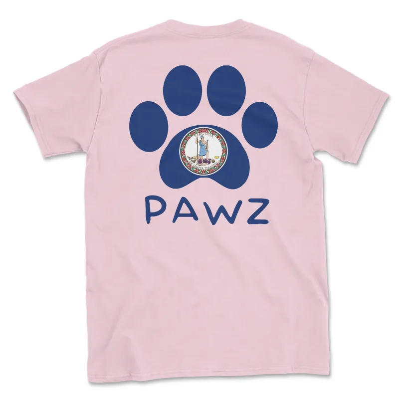 Virginia Flag Paw (Adult Short Sleeve T-Shirt) sold by PAWZ