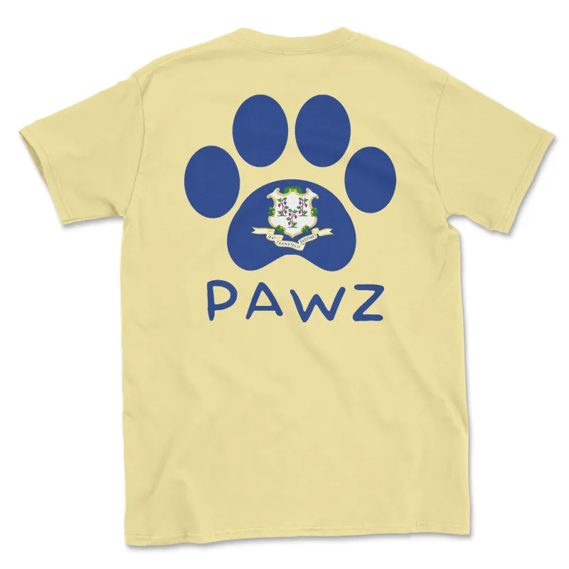 Connecticut Flag Paw (Adult Short Sleeve T-Shirt) sold by PAWZ