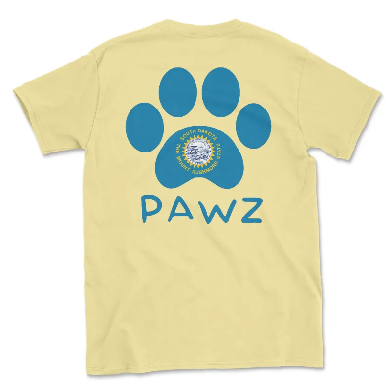 South Dakota Flag Paw (Adult Short Sleeve T-Shirt) sold by PAWZ