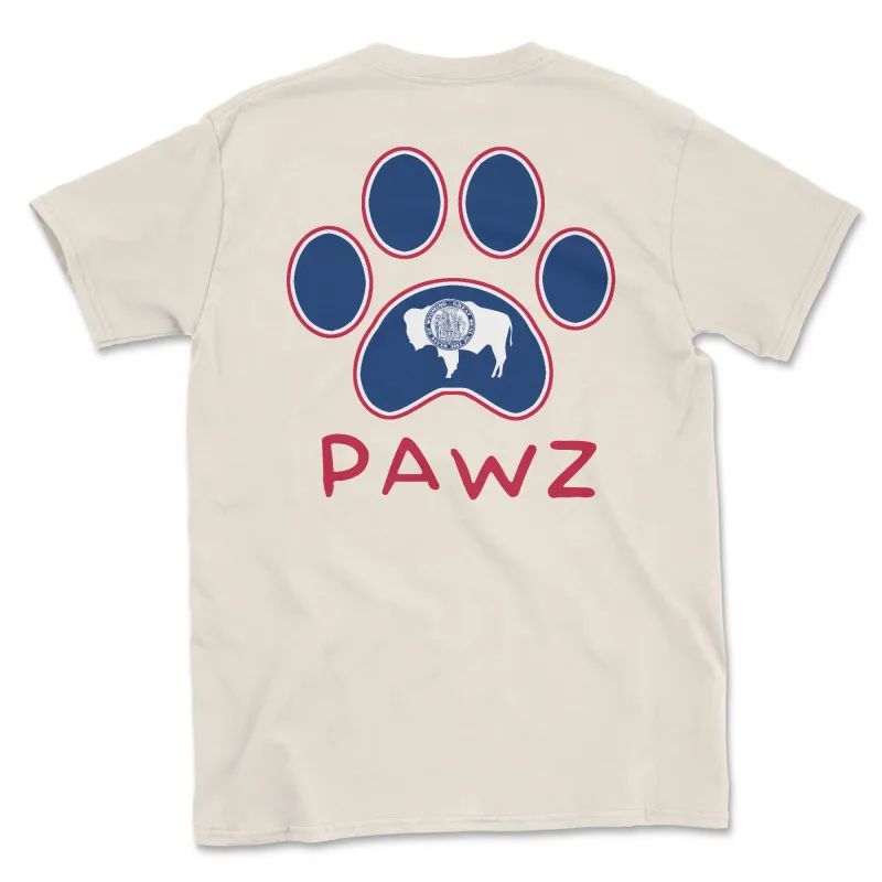 Wyoming Flag Paw (Adult Short Sleeve T-Shirt) sold by PAWZ