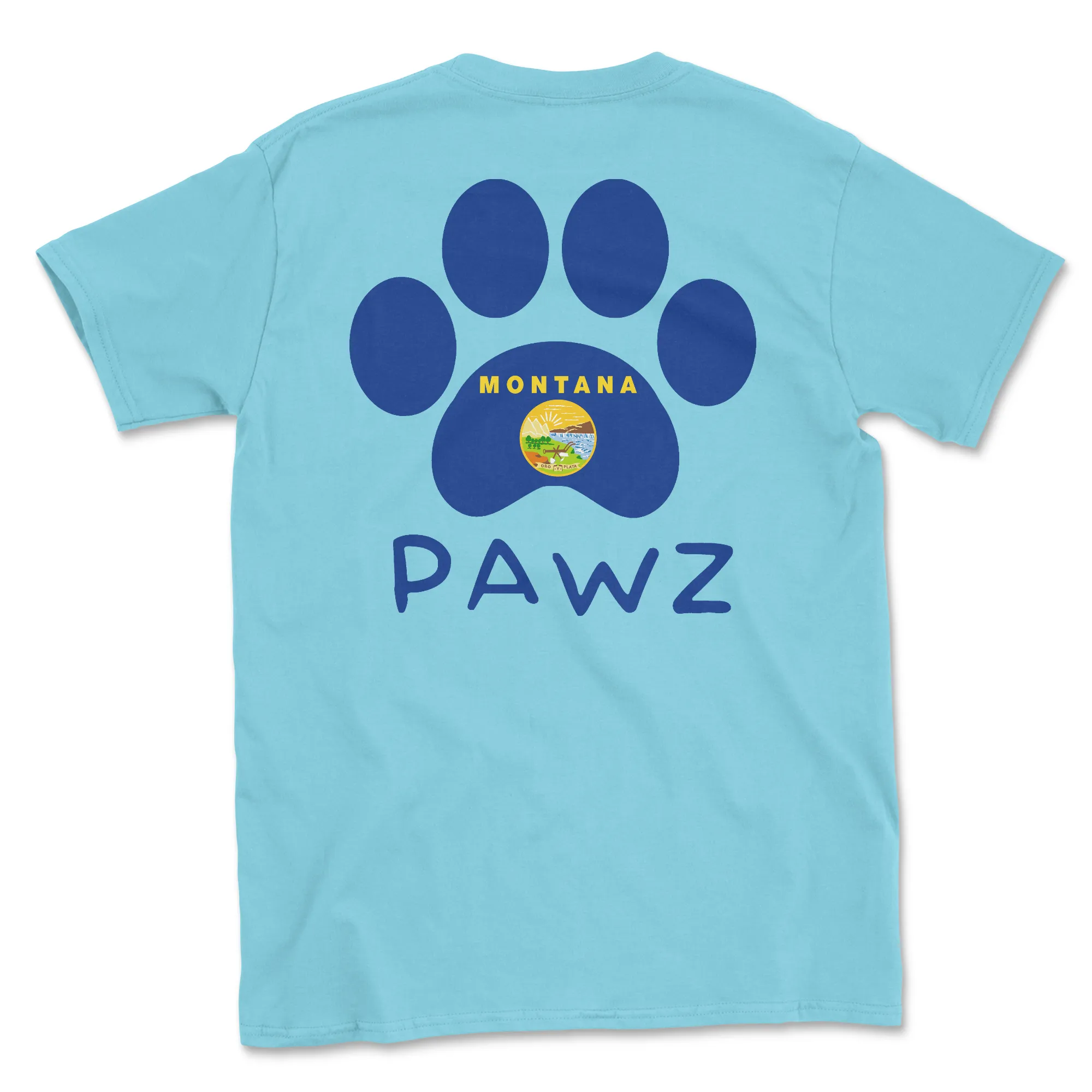 Montana Flag Paw (Adult Short Sleeve T-Shirt) sold by PAWZ
