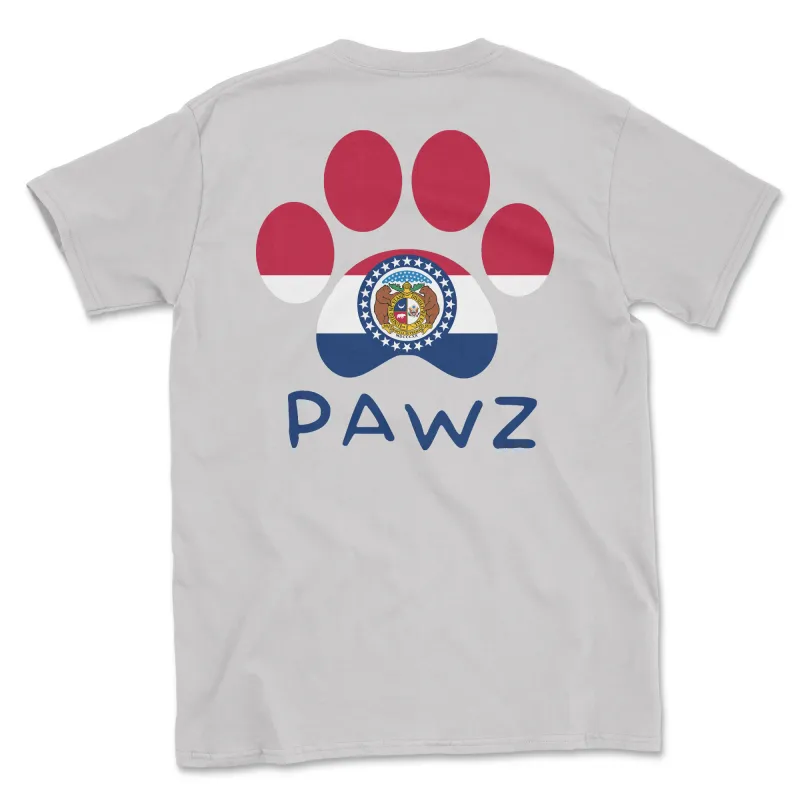 Missouri Flag Paw (Adult Short Sleeve T-Shirt) sold by PAWZ
