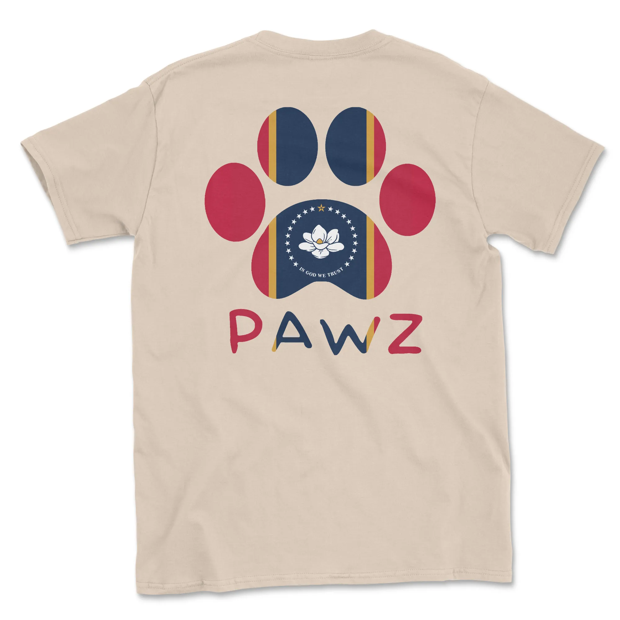 Mississippi Flag Paw (Adult Short Sleeve T-Shirt) sold by PAWZ
