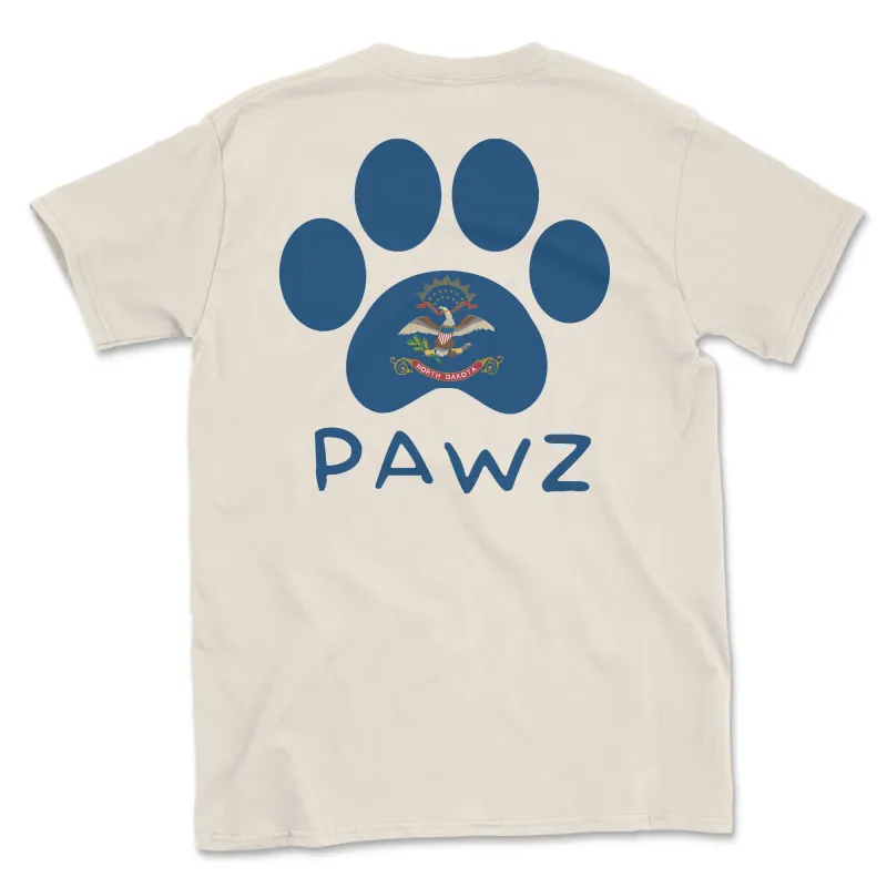North Dakota Flag Paw (Adult Short Sleeve T-Shirt) sold by PAWZ