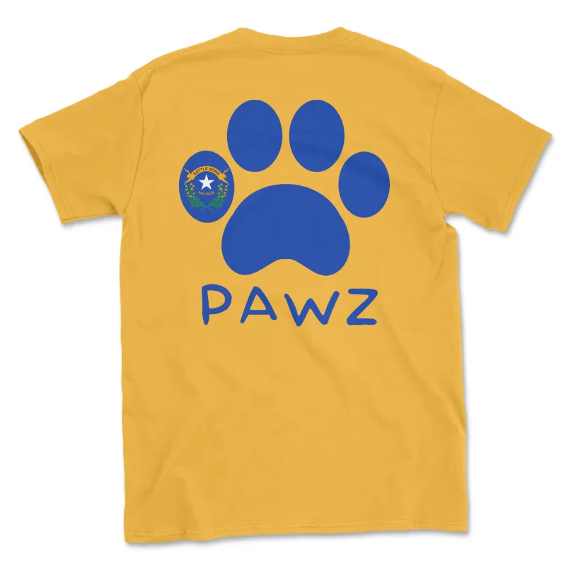 Nevada Flag Paw (Adult Short Sleeve T-Shirt) sold by PAWZ