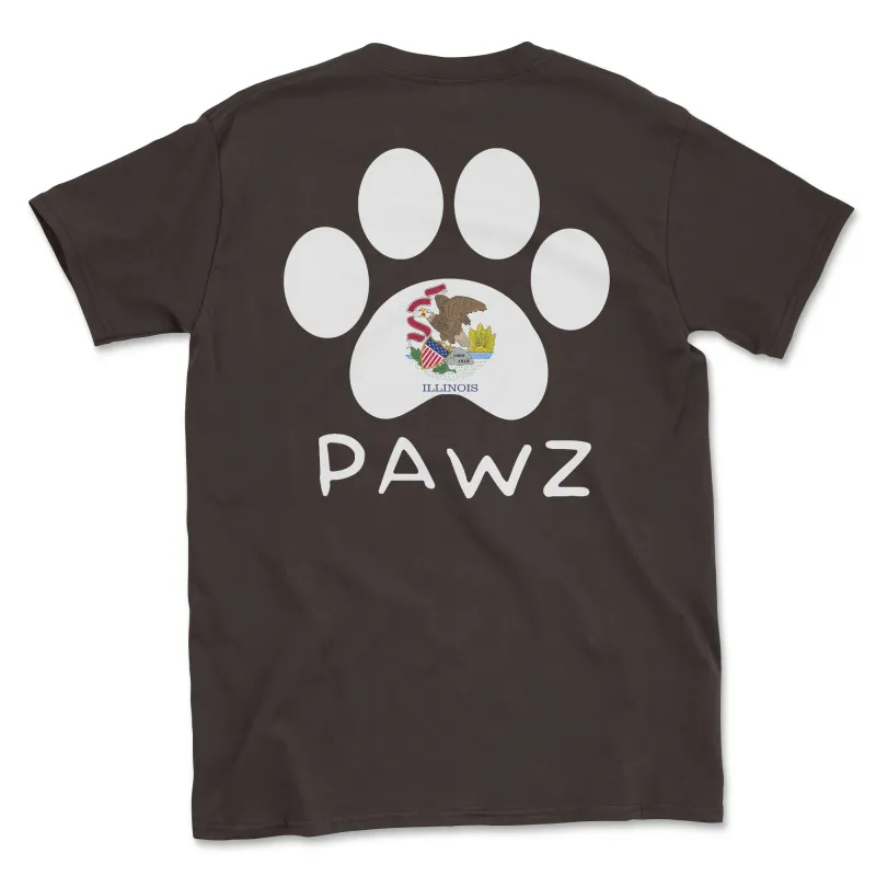 Illinois Flag Paw (Adult Short Sleeve T-Shirt) sold by PAWZ