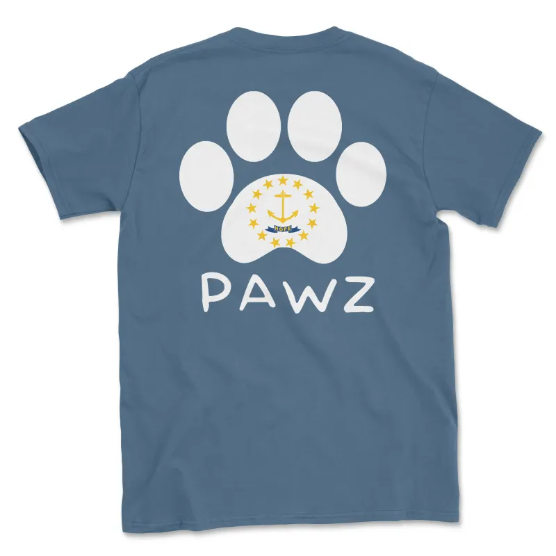 Rhode Island Flag Paw (Adult Short Sleeve T-Shirt) sold by PAWZ