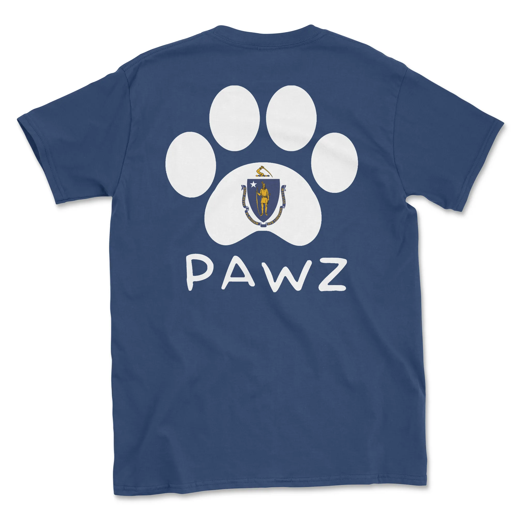Massachusetts Flag Paw (Adult Short Sleeve T-Shirt) sold by PAWZ