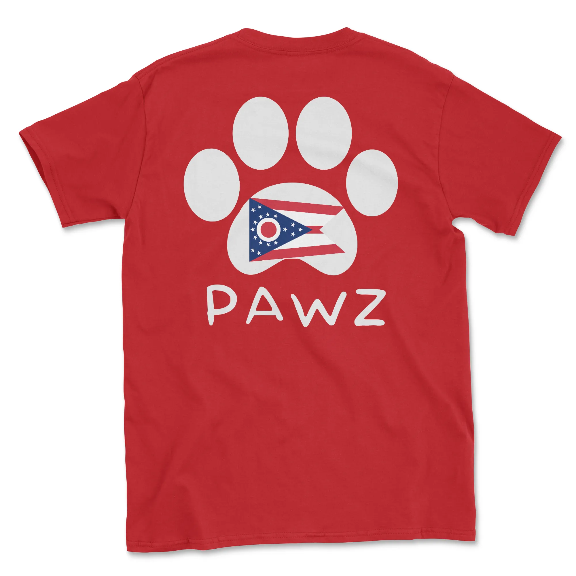 Ohio Flag Paw (Adult Short Sleeve T-Shirt) sold by PAWZ