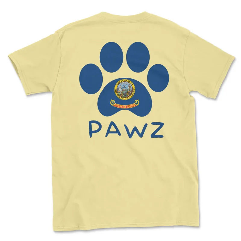 Idaho Flag Paw (Adult Short Sleeve T-Shirt) sold by PAWZ