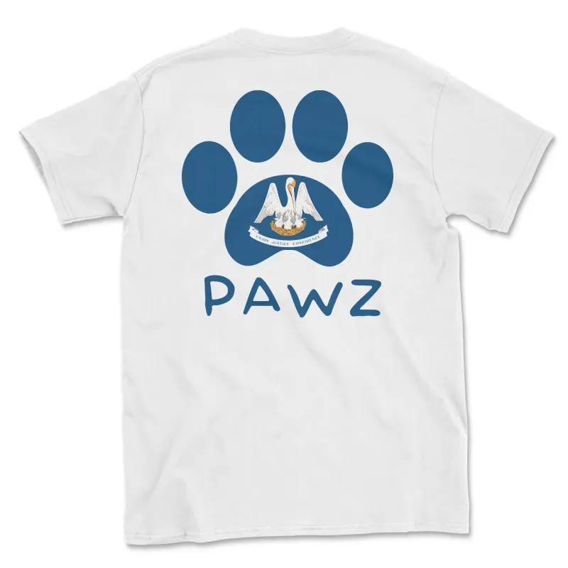 Louisiana Flag Paw (Adult Short Sleeve T-Shirt) sold by PAWZ