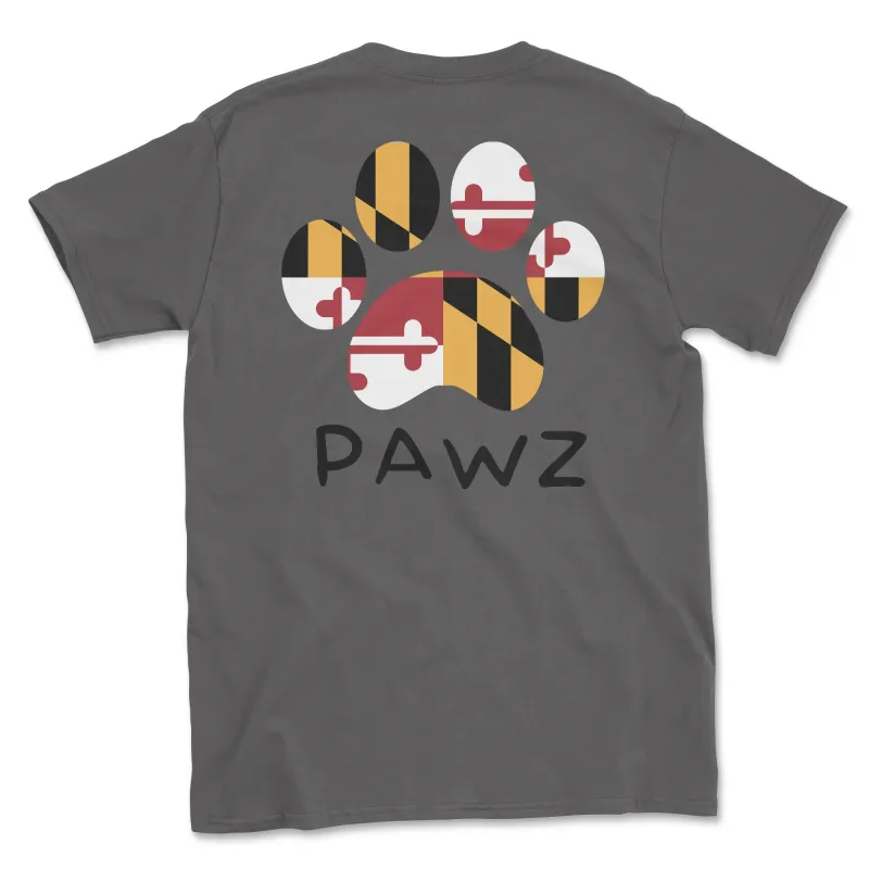 Maryland Flag Paw (Adult Short Sleeve T-Shirt) sold by PAWZ