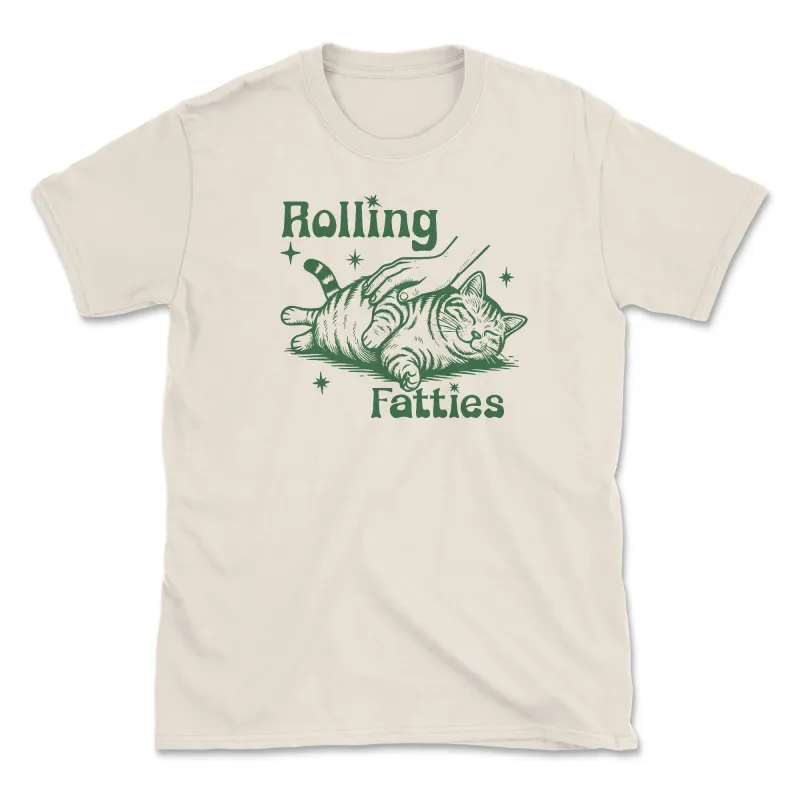 Rolling Fatties - Natural (Front Print) (Adult Short Sleeve T-Shirt) sold by PAWZ