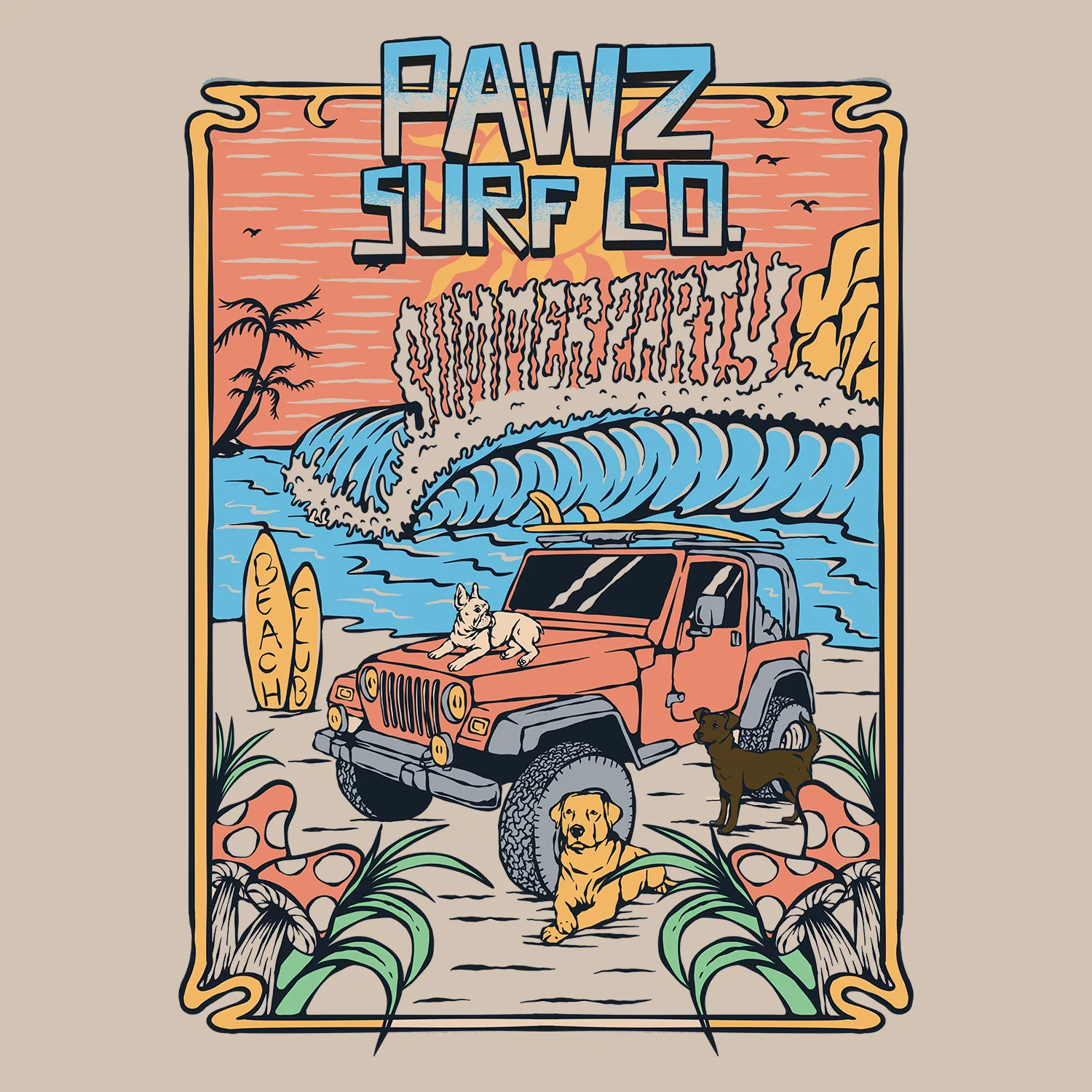 Summer Party (Adult Short Sleeve T-Shirt) sold by PAWZ product image thumbnail 3