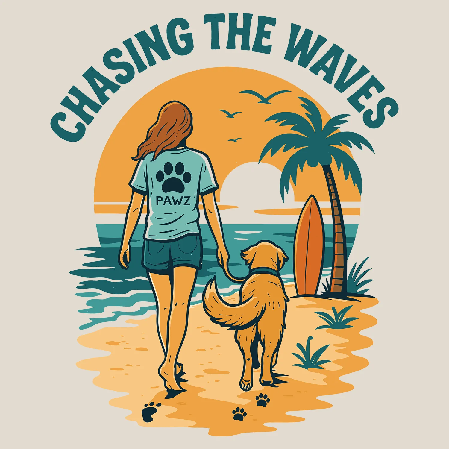 Chasing Waves (Adult Short Sleeve T-Shirt) sold by PAWZ product image thumbnail 3