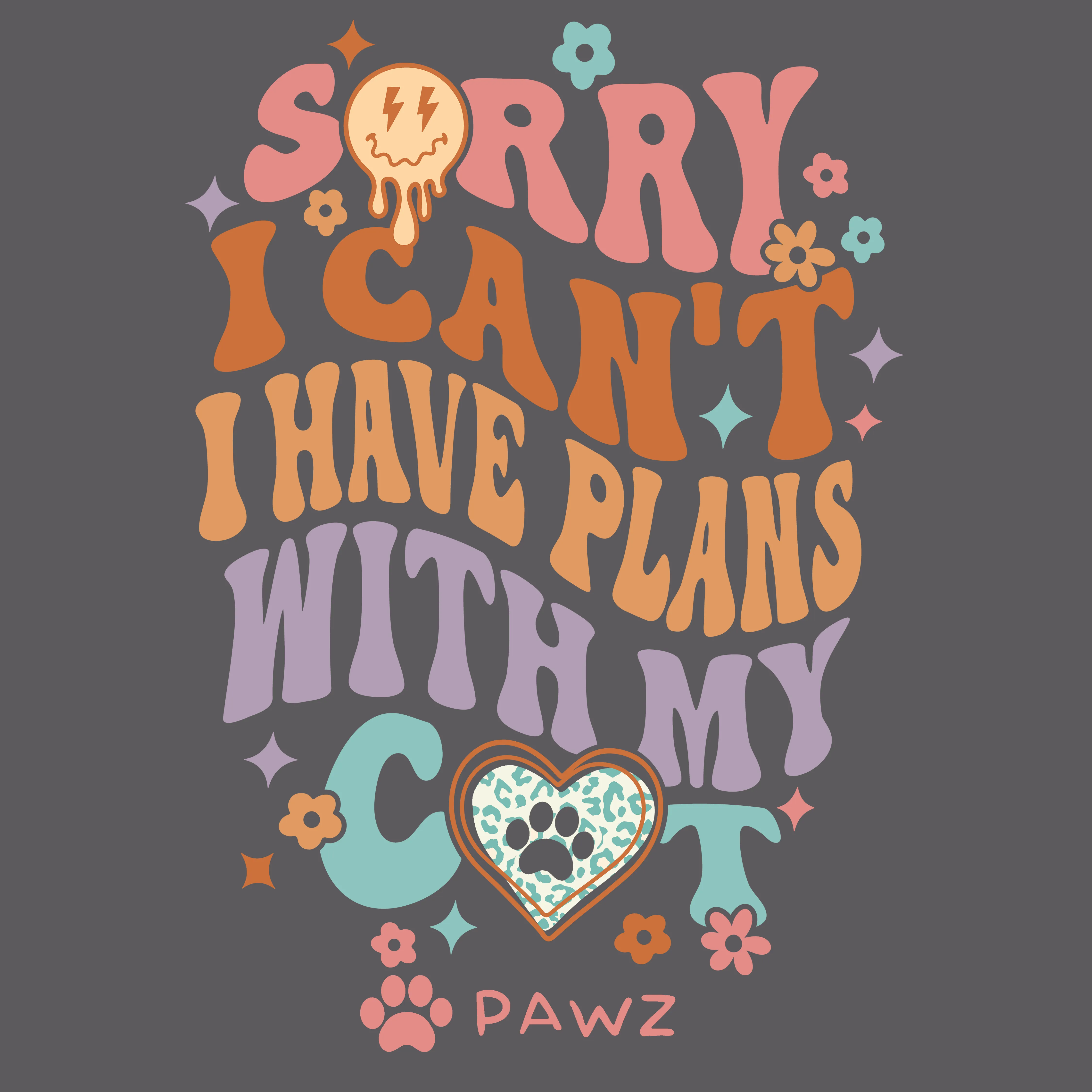 Sorry I Can't - Cat (Adult Short Sleeve T-Shirt) Super Sale sold by PAWZ product image thumbnail 3