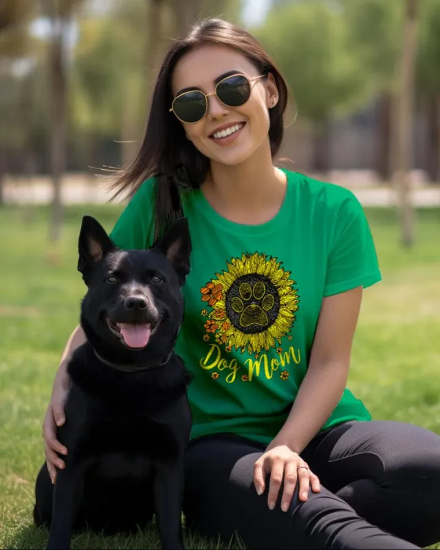 Sunflower Dog Mom Irish Green Tee sold by PAWZ