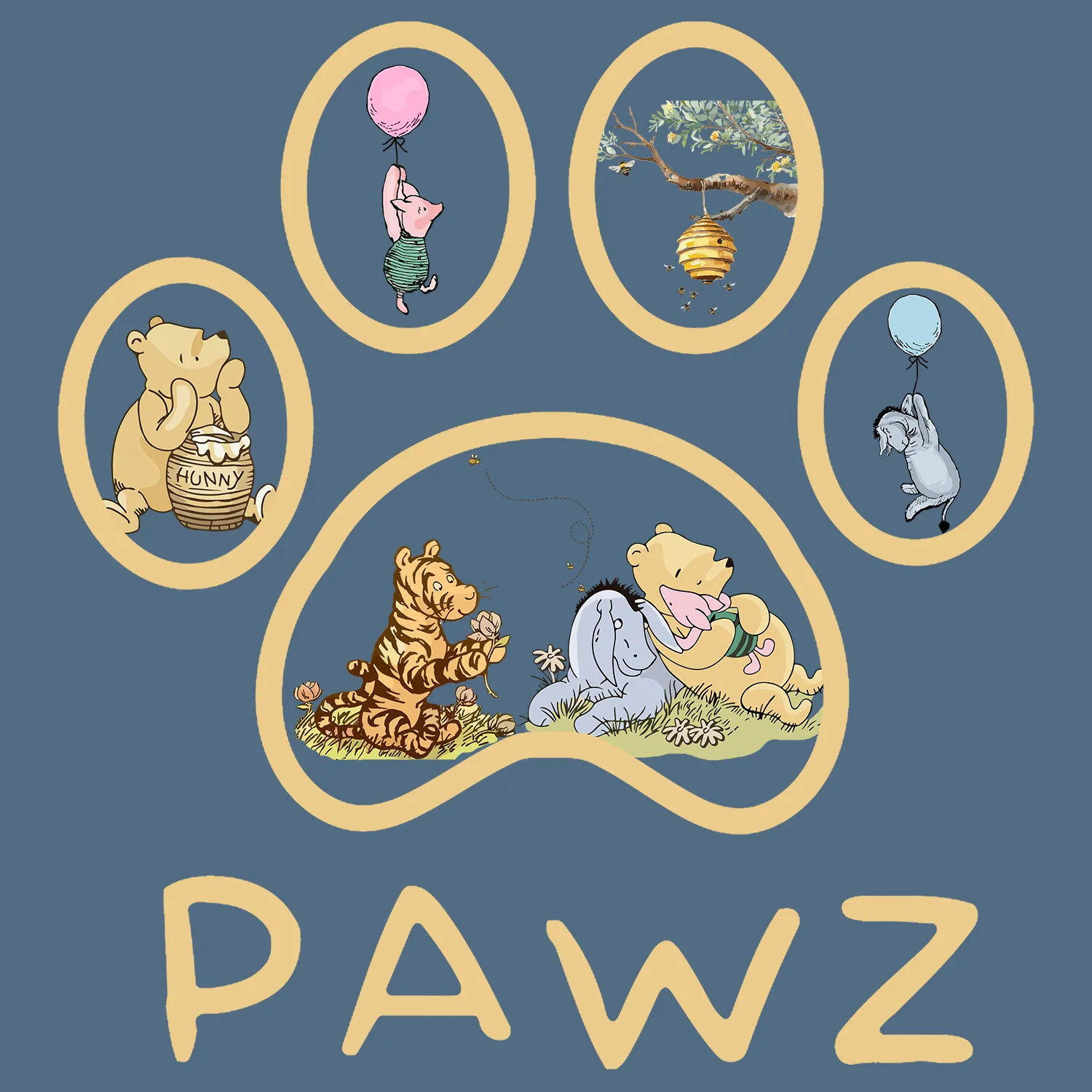 Hunny Paw - Indigo (Adult Short Sleeve T-Shirt) Limited Edition sold by PAWZ product image thumbnail 3