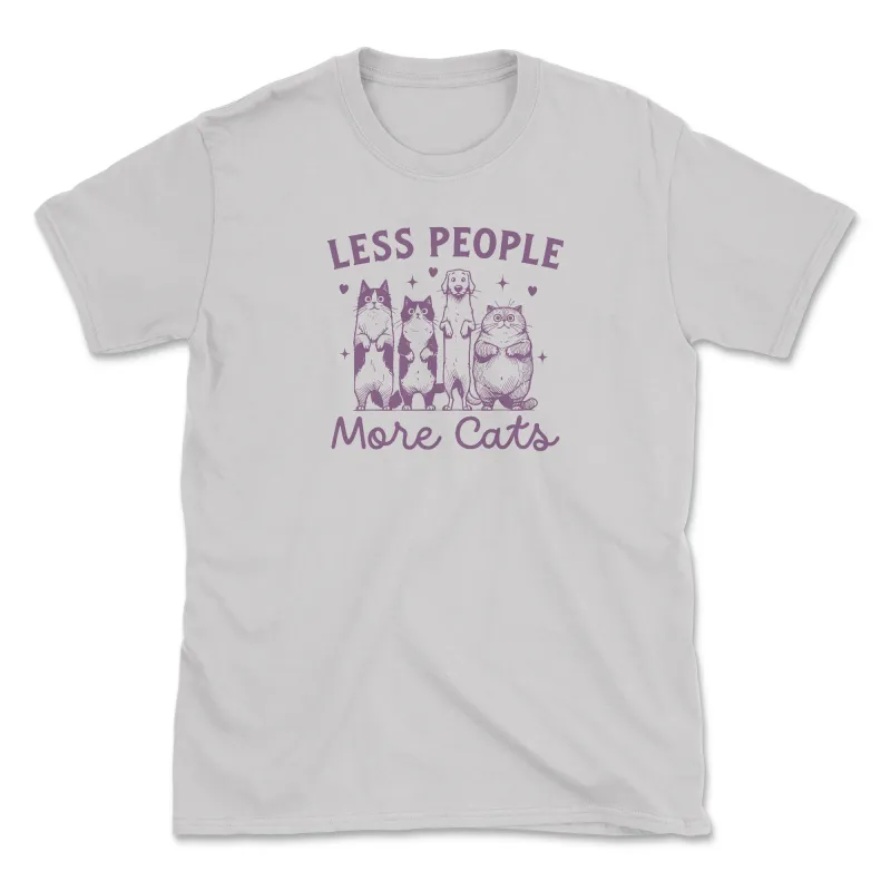 Less People More Cats (Front Print) (Adult Short Sleeve T-Shirt) sold by PAWZ