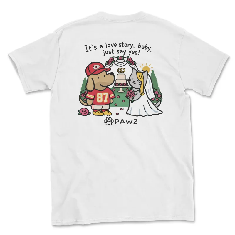 Love Story - (White) (Adult Short Sleeve T-Shirt) sold by PAWZ