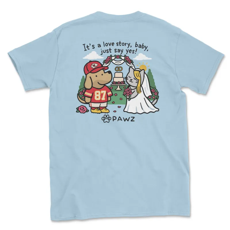 Love Story - (Light Blue) (Adult Short Sleeve T-Shirt) sold by PAWZ
