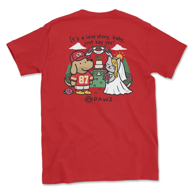 Love Story - (Cherry Red) (Adult Short Sleeve T-Shirt) sold by PAWZ