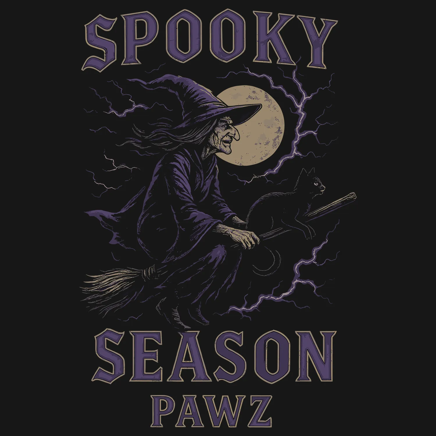 Spooky Season Witch (Front Print) (Adult Short Sleeve T-Shirt) sold by PAWZ product image thumbnail 2