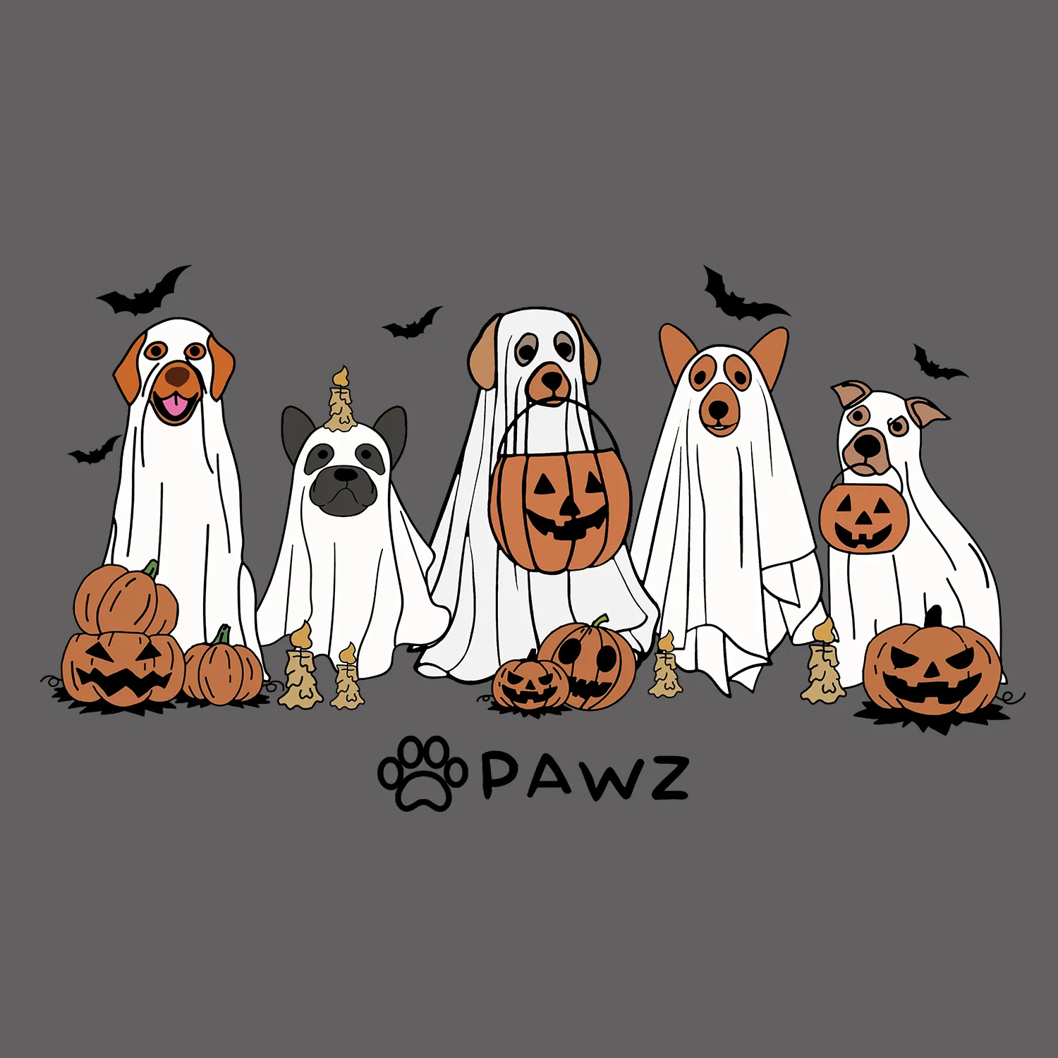 Spooky Squad (Front Print) (Adult Short Sleeve T-Shirt) sold by PAWZ product image thumbnail 2