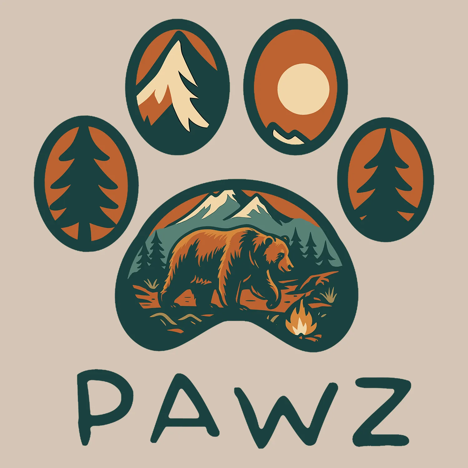 Bear Tracks (Adult Short Sleeve T-Shirt) sold by PAWZ product image thumbnail 3