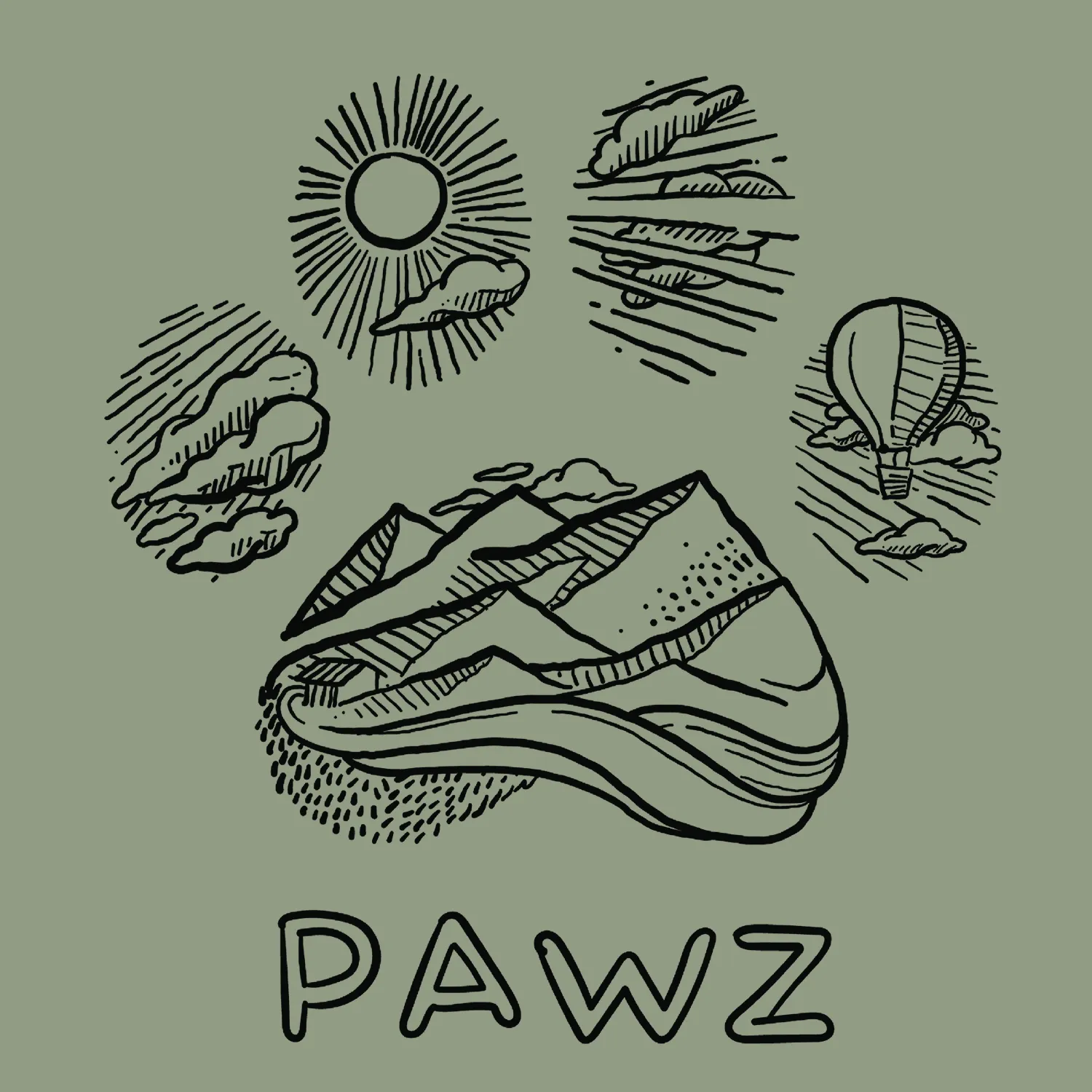 Outdoor Outline (Sage) (Adult Short Sleeve T-Shirt) sold by PAWZ product image thumbnail 3