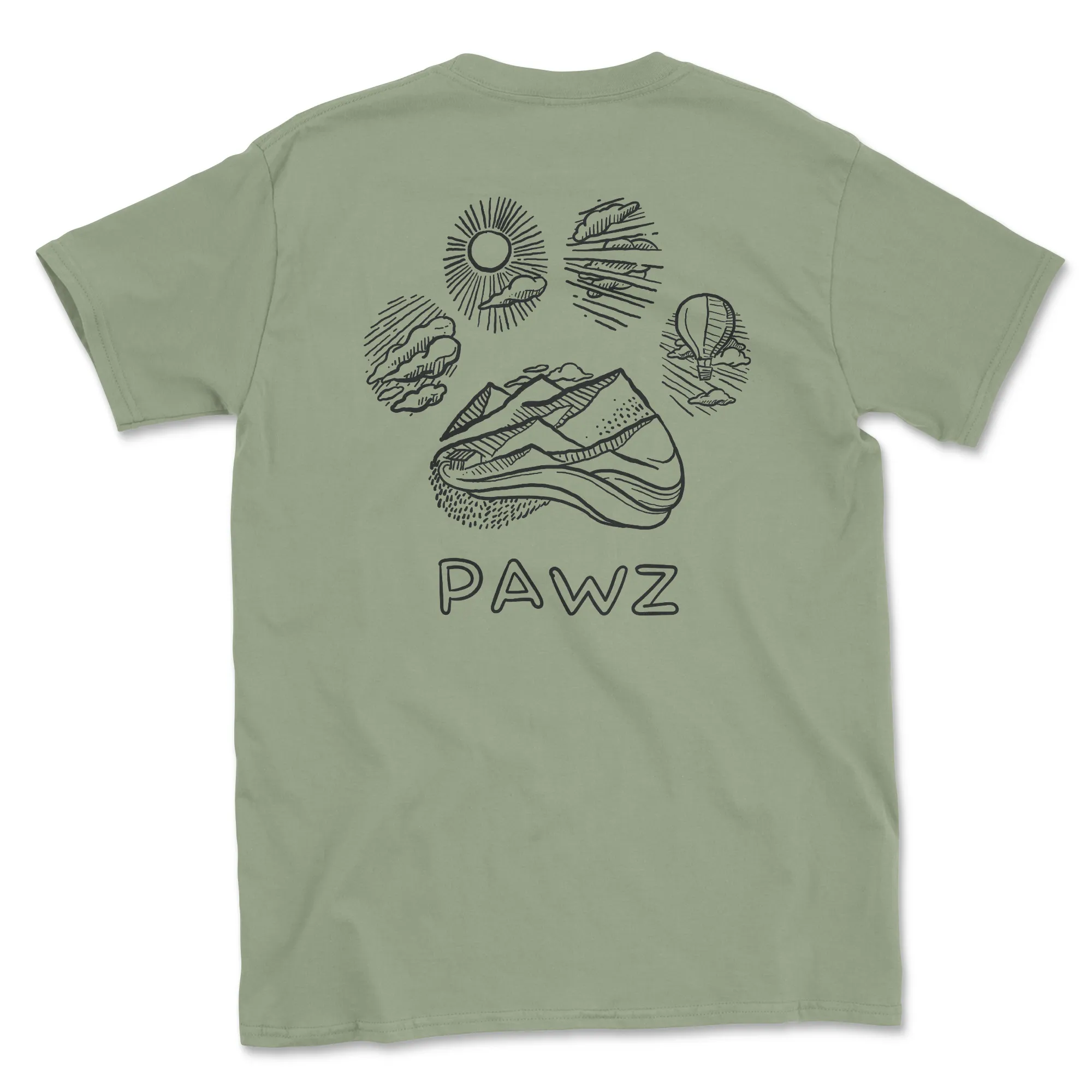 Outdoor Outline (Sage) (Adult Short Sleeve T-Shirt) sold by PAWZ