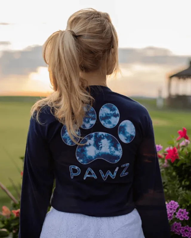 Tie Dye Print Navy Long Sleeve T-Shirt sold by PAWZ