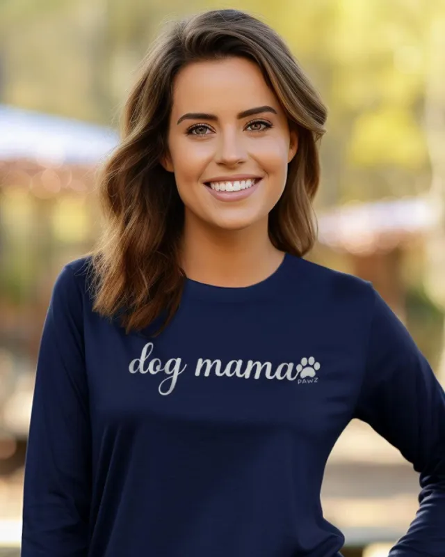 Dog Mama Script Long Sleeve T-Shirt sold by PAWZ