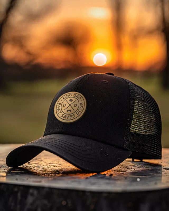 Hipster Dog Dad Leather Patch Hats sold by PAWZ