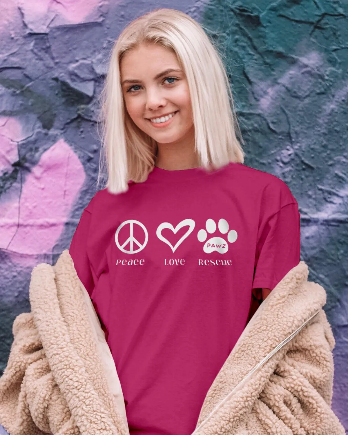 Peace Love Rescue Tee sold by PAWZ