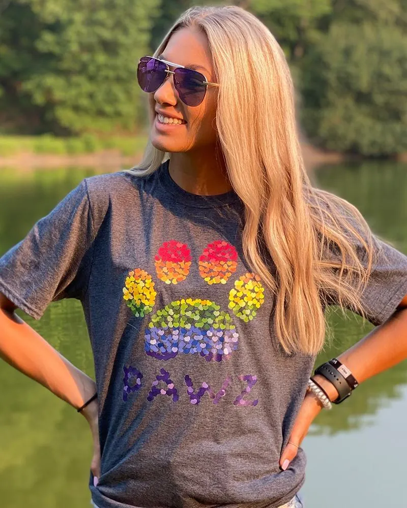 Rainbow Hearts Front Print Tee sold by PAWZ product image thumbnail 3
