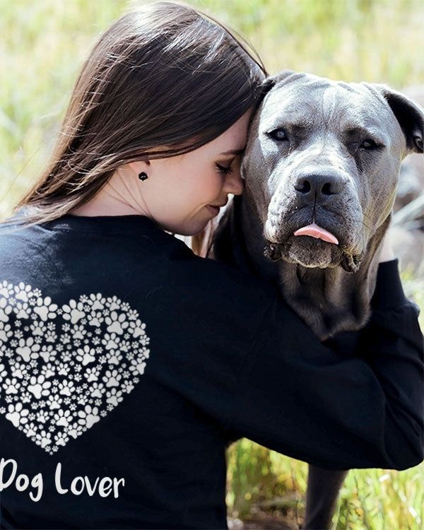 White Heart Dog Lover Black Long Sleeve T-Shirt sold by PAWZ product image thumbnail 2