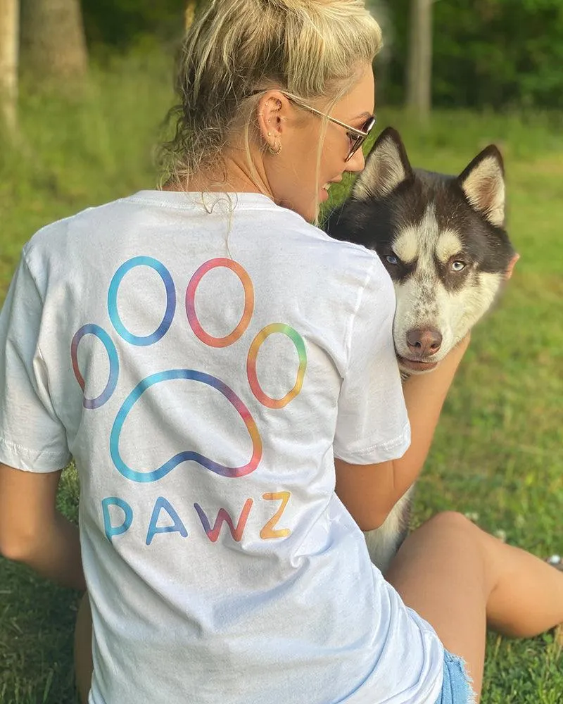 Rainbow Classic White V-Neck Tee sold by PAWZ