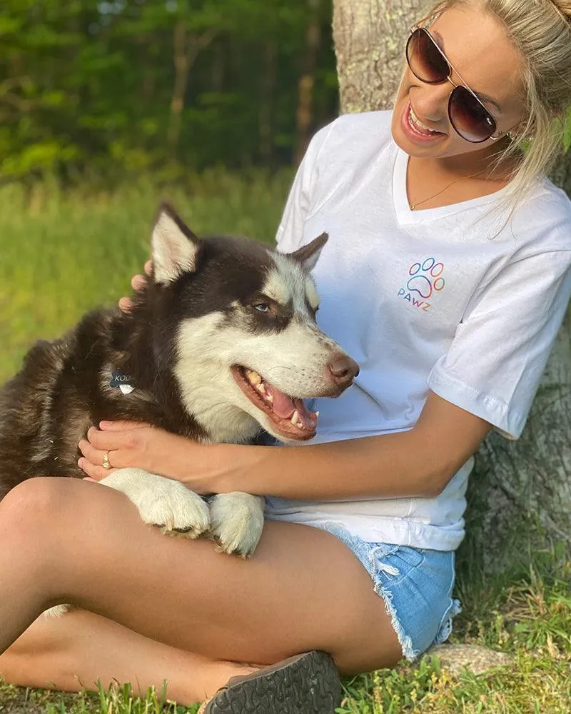 Rainbow Classic White V-Neck Tee sold by PAWZ product image thumbnail 2