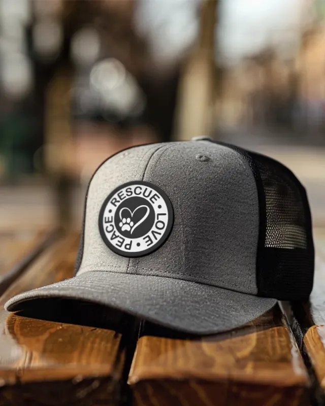 Rescue Love Peace Circle Patch Hats made by PAWZ