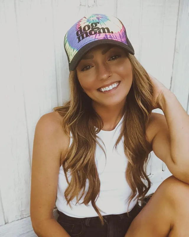 Dog Mom Fluorescent Tie Dye Women's Trucker Hat sold by PAWZ