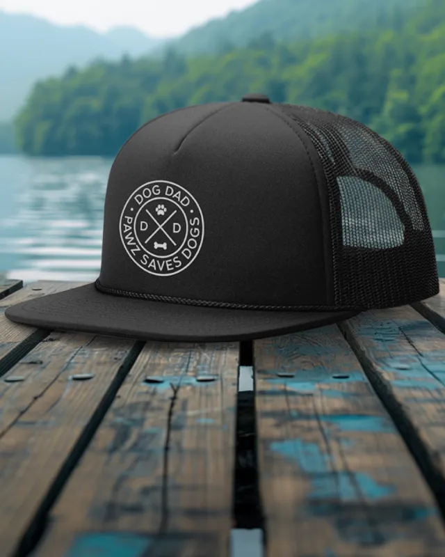Hipster Dog Dad Foam Trucker Hats sold by PAWZ