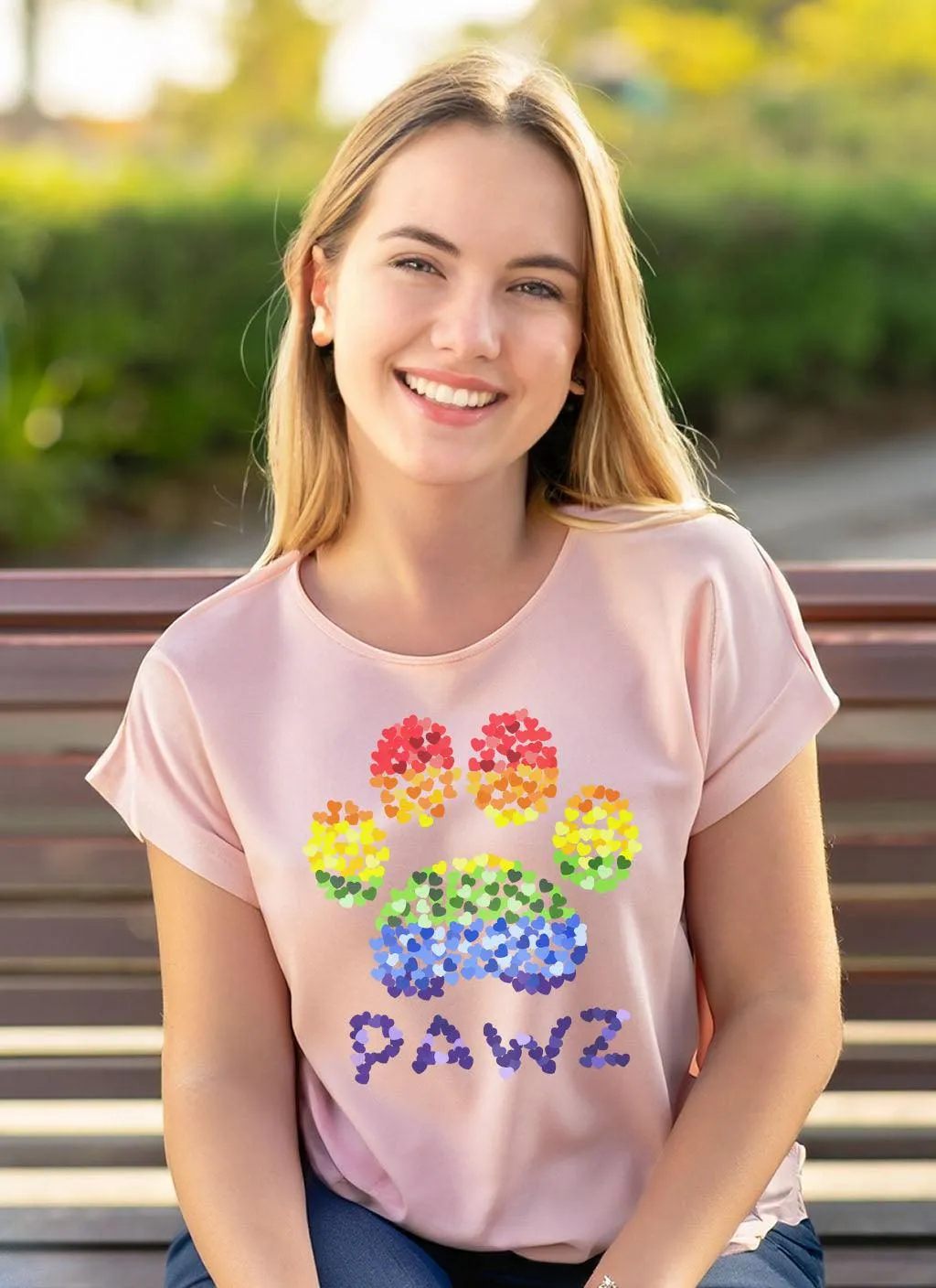 Rainbow Hearts (Front) Tee sold by PAWZ