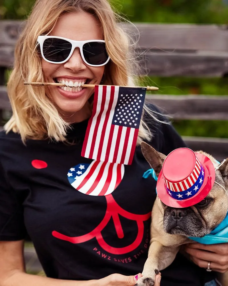 Red American Dog Black Tee sold by PAWZ product image thumbnail 3