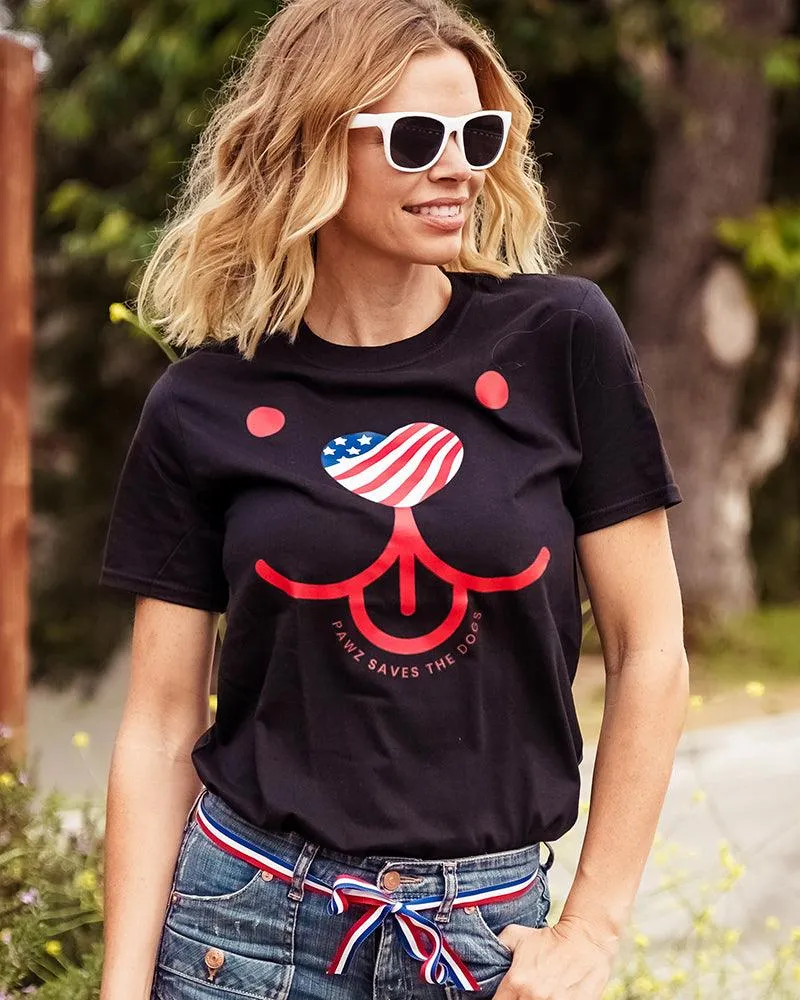 Red American Dog Black Tee sold by PAWZ product image thumbnail 2
