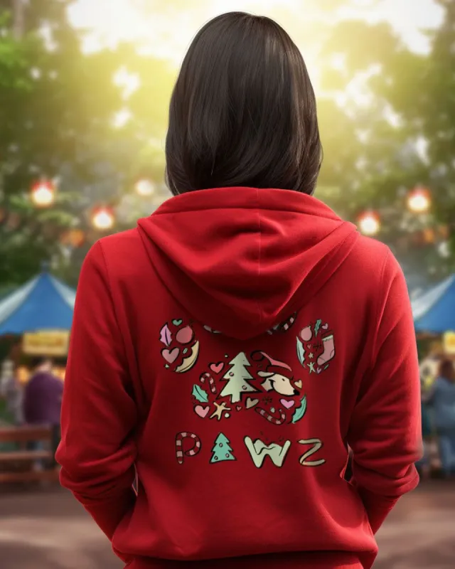 Whimsical Christmas Back Print Red Hoodie sold by PAWZ