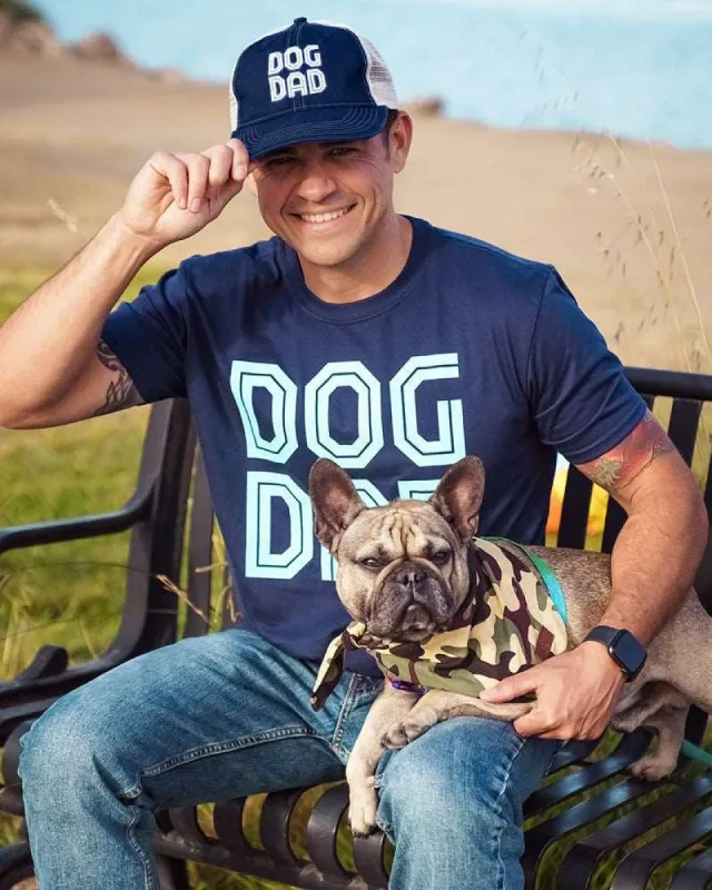 Dog Dad Navy Trucker Men's Hat sold by PAWZ