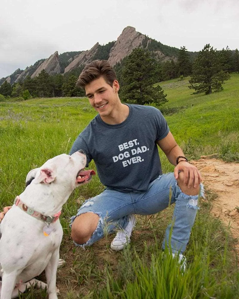 Men's Best Dog Dad Ever Charcoal Tee sold by PAWZ