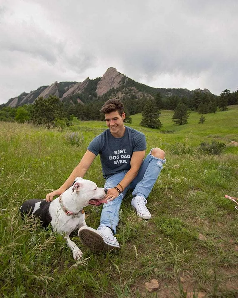 Men's Best Dog Dad Ever Charcoal Tee sold by PAWZ product image thumbnail 2